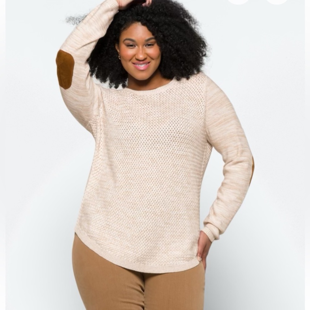LETY & ME Josey Elbow Patch Sweater in Size 3X